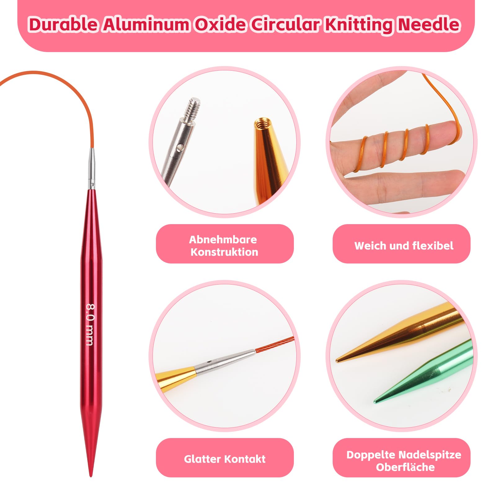 13 Paires Aiguilles à Tricoter Circulaires, 2.75-10mm Aiguilles Circulaires Tricot Interchangeables Bambou Aiguilles À Tricoter Set Avec Accessoires De Tricot Pour Chandail à Tricoter Fait Main