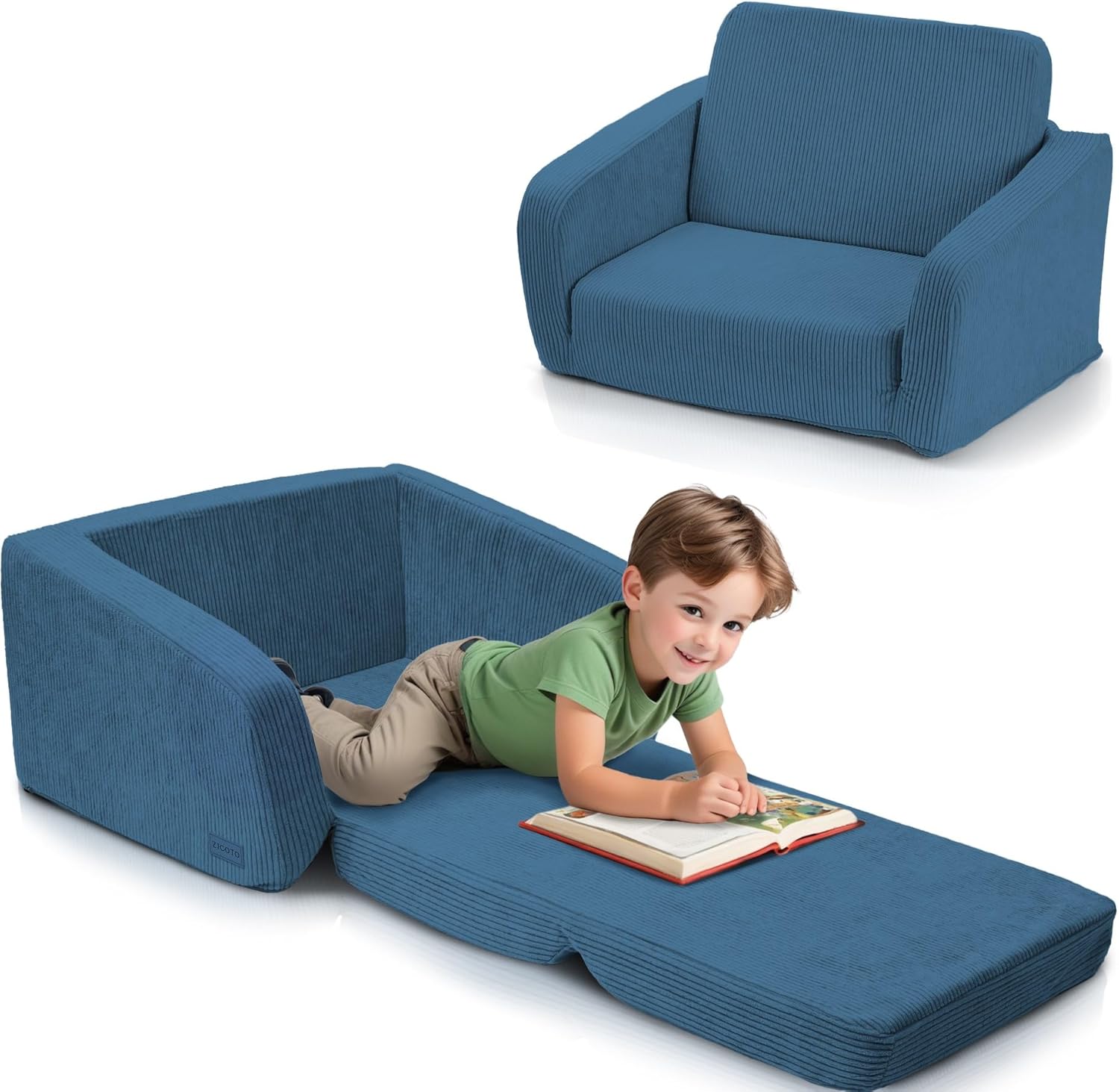 ZICOTO Sturdy Toddler Chair and Couch - The Perfect Kids Sofa for Girls and Boys - Ideal Fold Out Sofa Chairs to Give Your Kids a Safe and Fun Place to Sit Blue