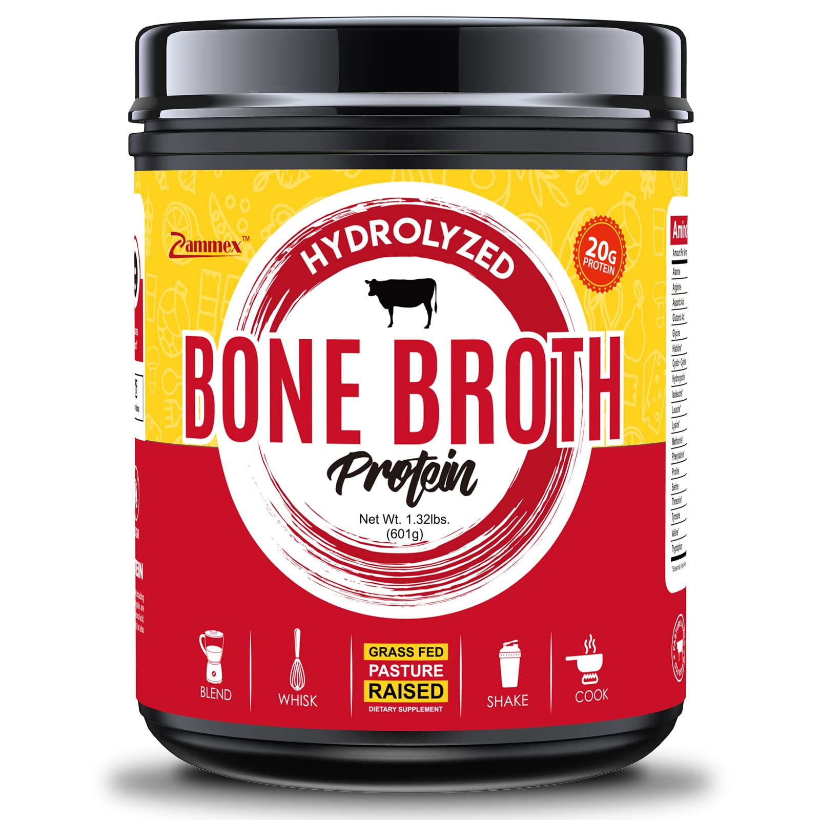 Buy Zammex Pure Grass Fed Beef Broth Protein Powder,20g Protein