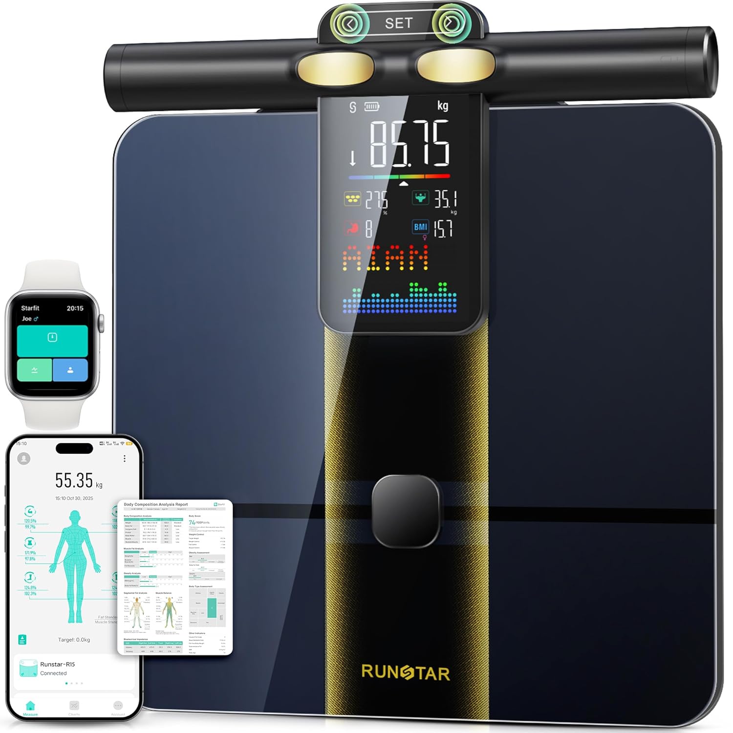 RunStar Smart Scale for Body Weight and Fat Percentage,...