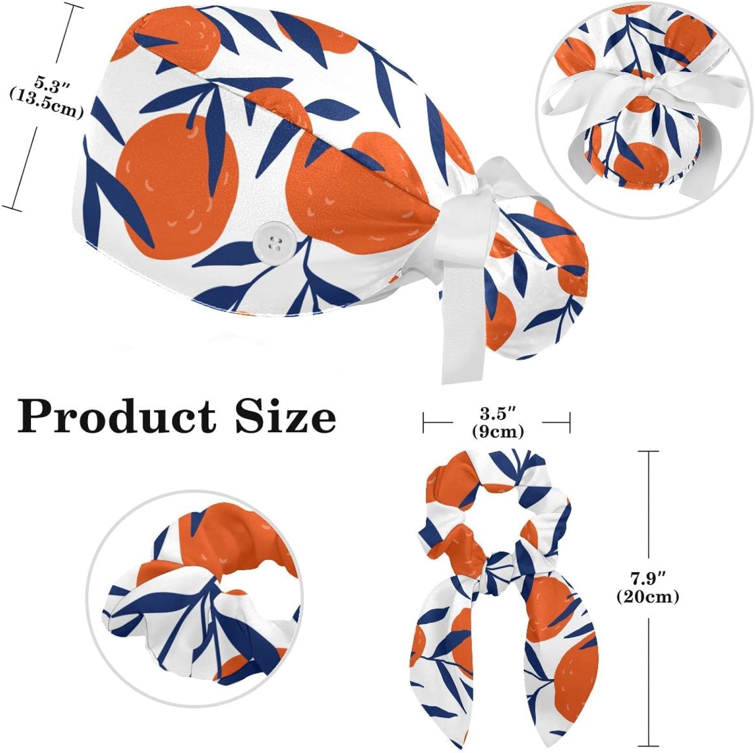 Adjustable Brain with Knowledge Surgical Scrub Cap with Button,Sweatband for Women with Bow Hair Scrunchy - Image 2