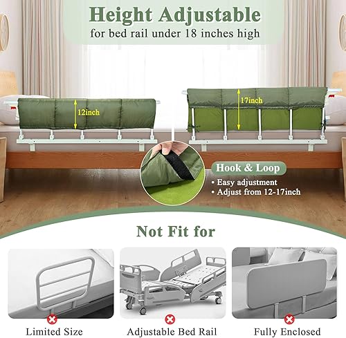 Miniatura 4 de Fundas para rieles de cama para adultos mayores, almohadillas para rieles de cama de hospital, protector de barandillas de protección, barandilla de