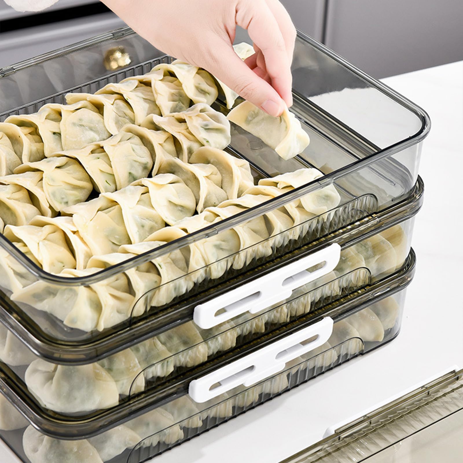 Przezroczyste pudełko do przechowywania pierogów i wonton pojemnik do zamrażania z podzielonymi przegródkami dla łatwej organizacji pudełko do przechowywania żywności