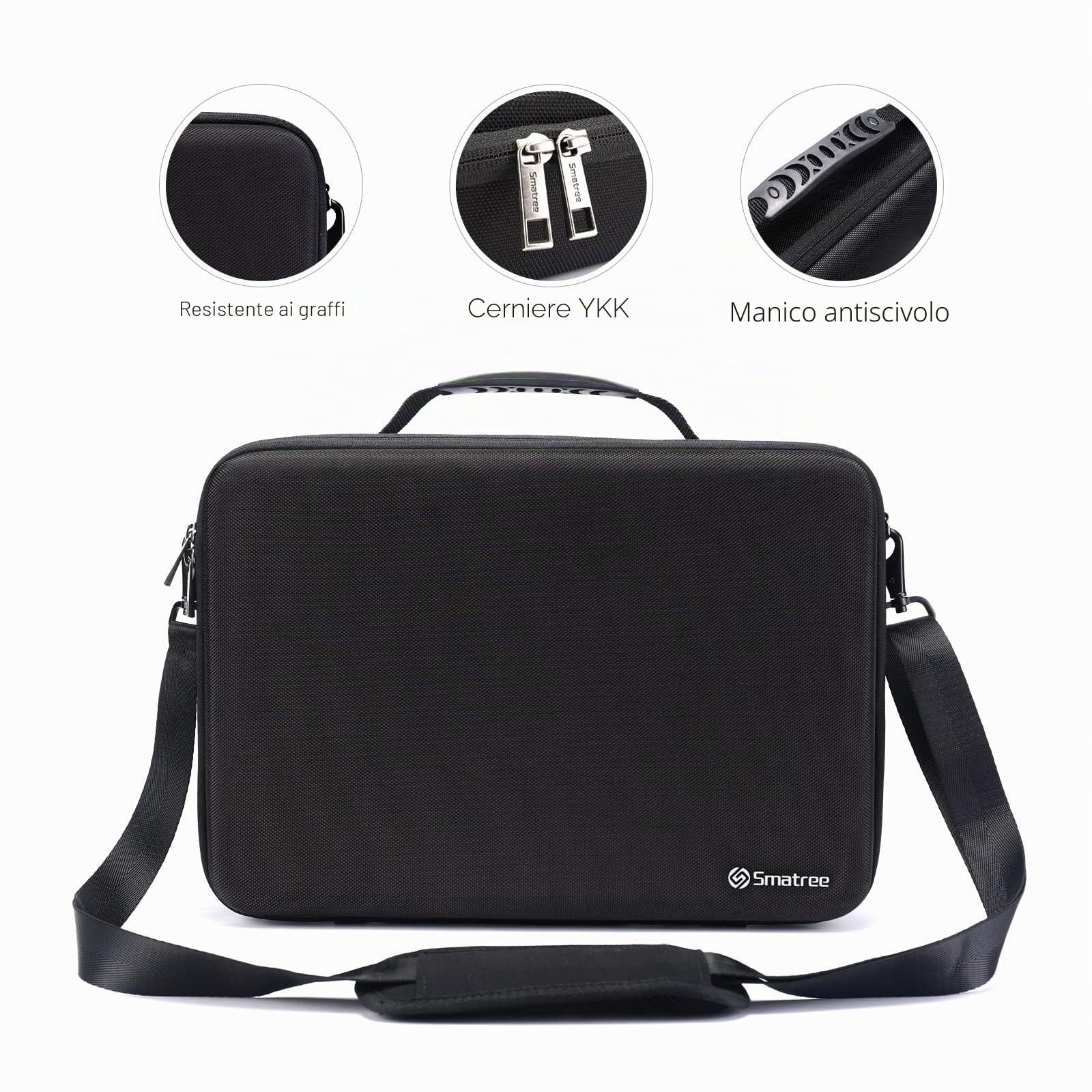 Smatree 15-16 Pollici Custodia Rigida 360° Protezione Completa Borsa Laptop Compatibile con MacBook Pro 16" 2021,Samsung Galaxy Book2 Pro 360 15.6",13" Ipad Air M3 2025,con Scomparto Accessori - Nero