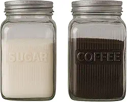 Conjunto de Potes para Café e Açúcar, 1,3L, Vidro com Tampa, 18 cm x 8,5 cm Lehaví