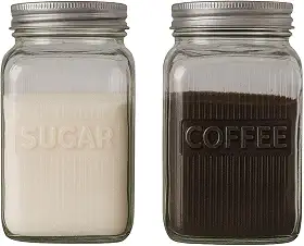Conjunto de Potes para Café e Açúcar, 1,3L, Vidro com Tampa, 18 cm x 8,5 cm Lehaví