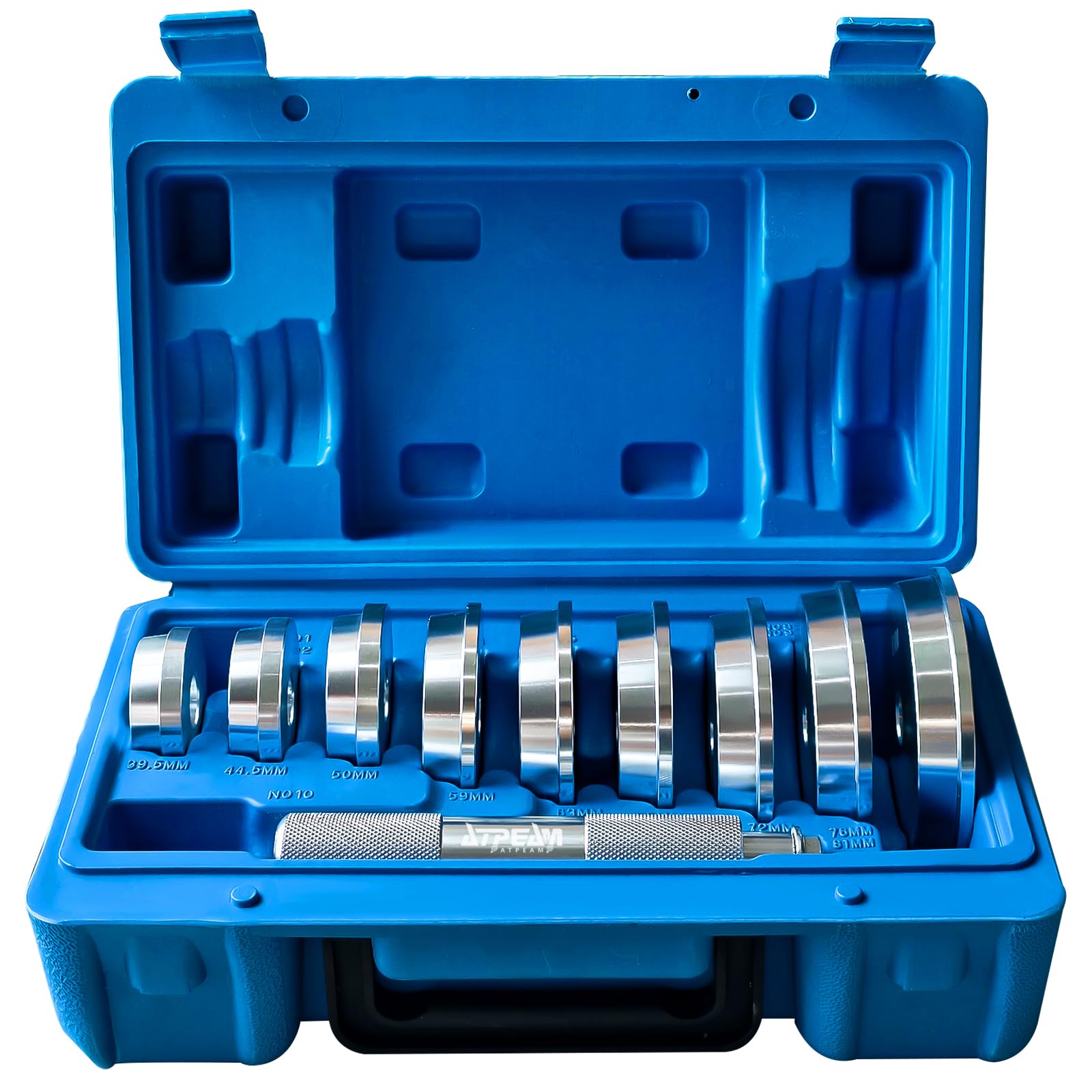 ATPEAM 10 Piezas Extractor de Rodamientos y Sellos, Kit Profesional de Instalación y Extracción con Adaptadores de Aluminio para Taller y Reparación de Ruedas