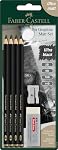 Faber-Castell Pitt Graphite Matte Pencil Set, Metal Tin of 8 Graphite Pencils and Sketching Accessories (HB, 2B, 4B, 6B, 8B, 10B, 12B, 14B), Pencil Sharpener, Eraser and Blending Stump