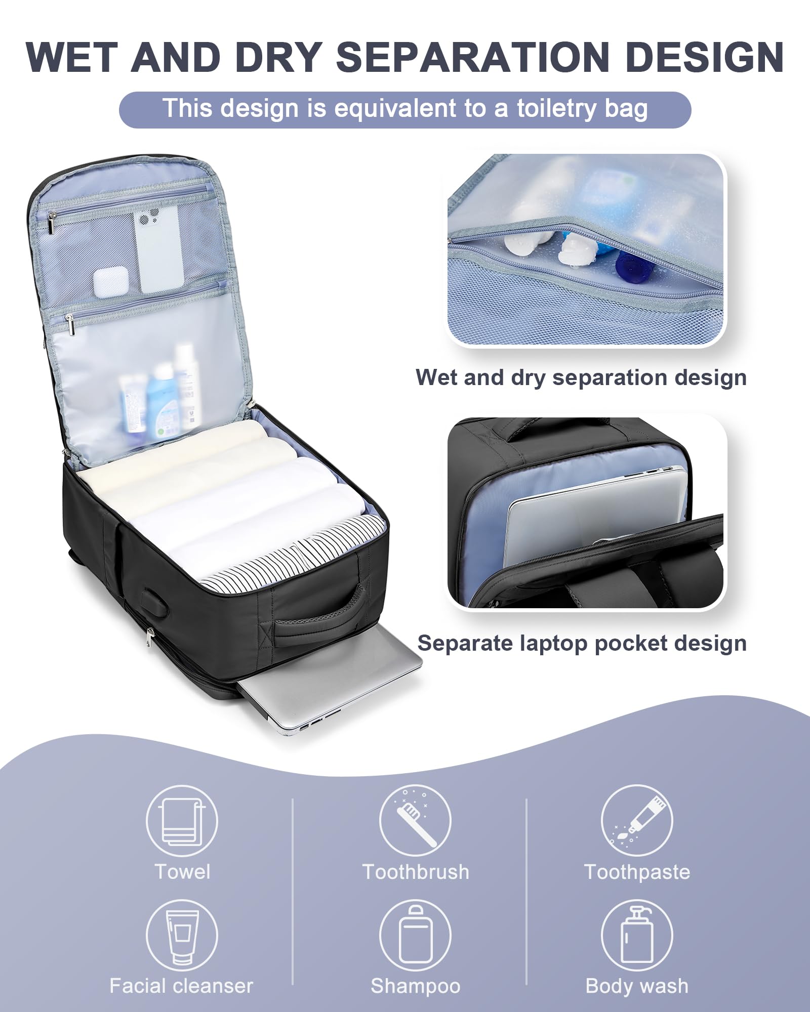 bergsalz Nero Zaino Da Viaggio Aereo Bagaglio a Mano Zaino Ryanair 40x20x25 Zaino Donna Uomo Borsa Viaggio 40x20x25 Ryanair