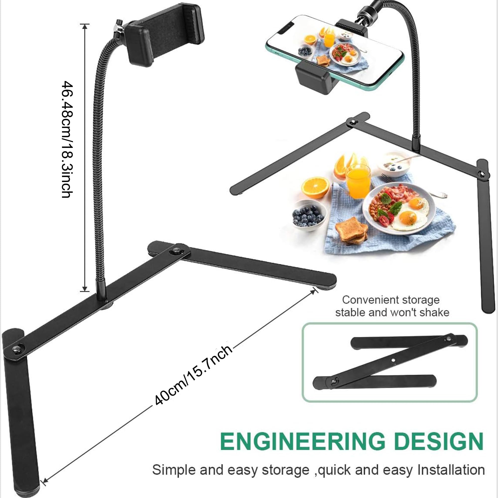 Regolabile porta cellulare treppiede, supporto per cellulare, supporto da tavolo per l’insegnamento per streaming live e video online e per video dimostrativo di creazione di prodotti alimentari