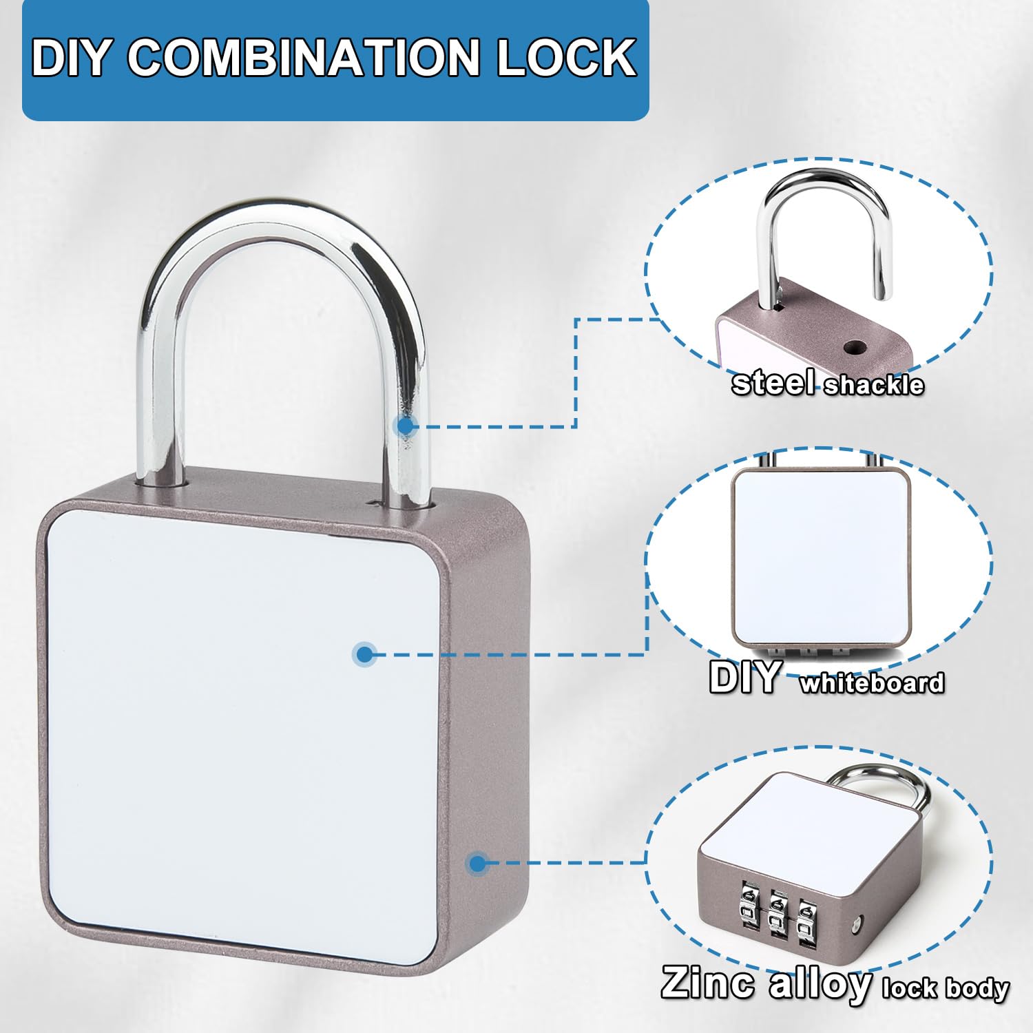 NBYT DIY stickers, painted Combination lock, create your own personalized padlocks, suitable for travel suitcases, bags, backpacks, lockers