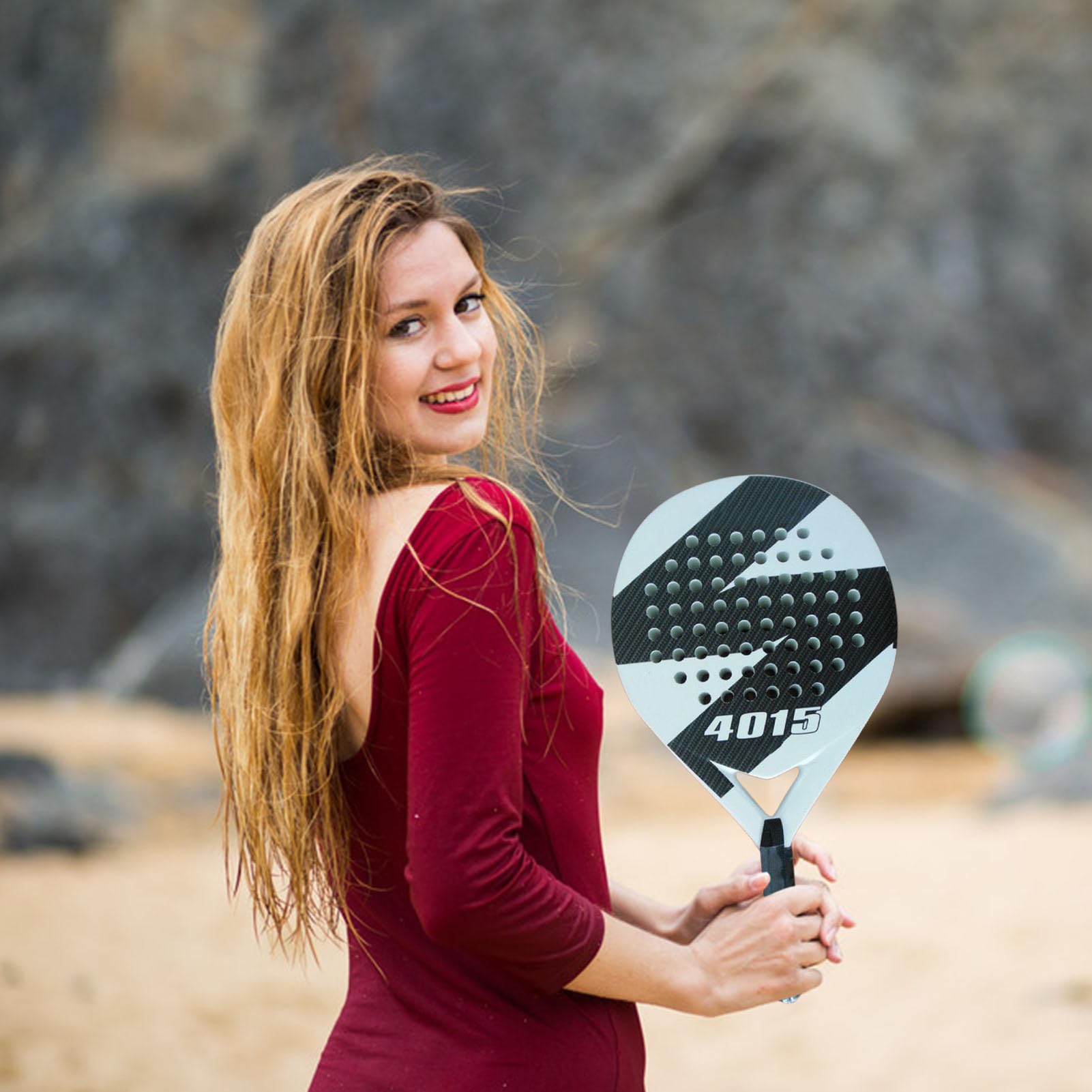 Pagaia da Tennis in Fibra di Carbonio | Racchetta morbida leggera in EVA | Racchette leggere da tennis da paddle anti-shock Racchetta EVA per le Donne Uomini