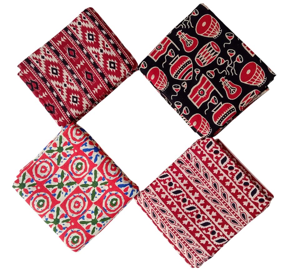 Set of 4 Traditional Printed Cotton Blouse Pieces – 1 Meter Each – Vibrant Ethnic Fabrics for Dressmaking & Crafting (Multicolor)-image-28