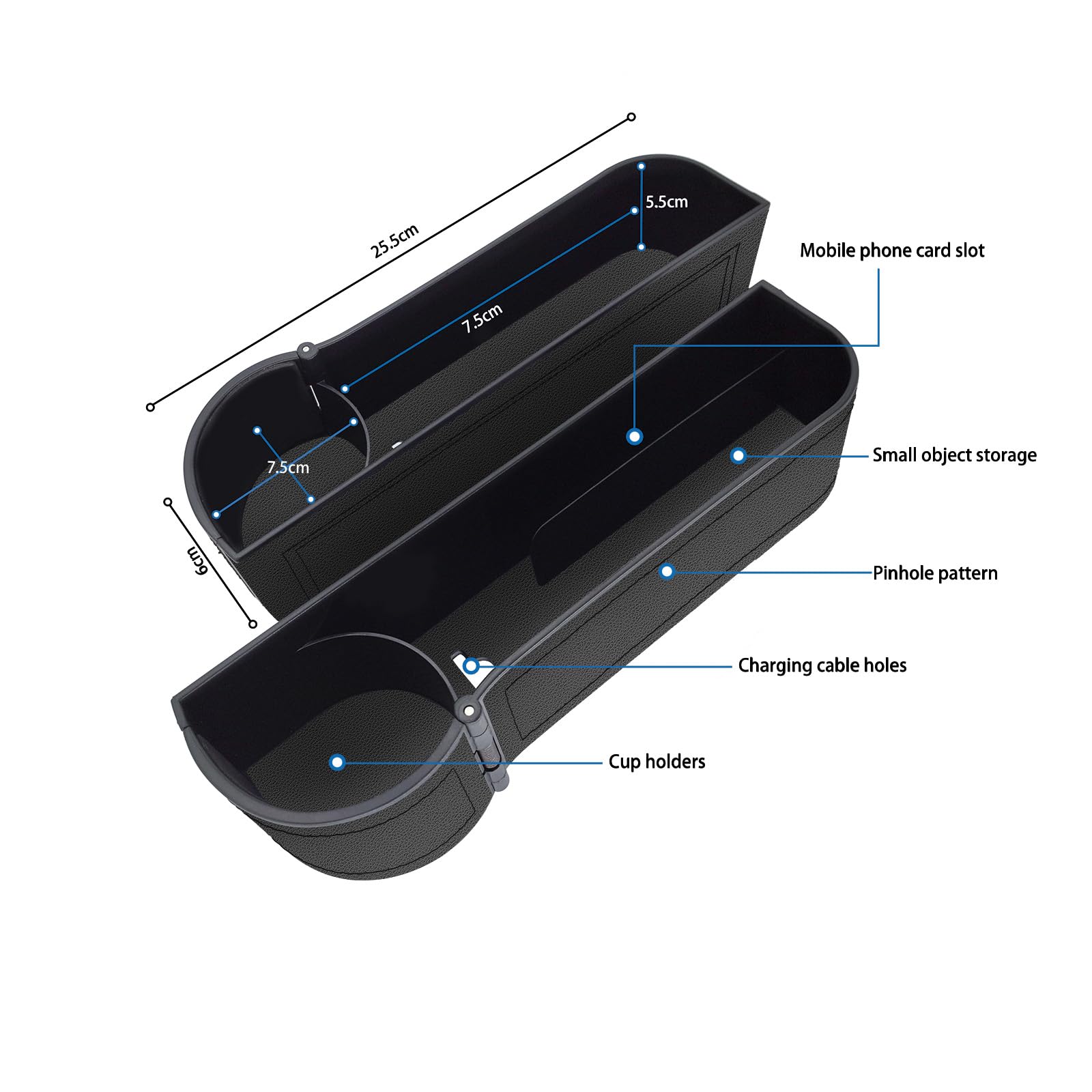 BAILISI Car seat gap filler organizer,multifunctional car seat organizer,Adjustable Cup Holder car console side storage box Holders phone, sunglasses,car accessories (Black style 3)