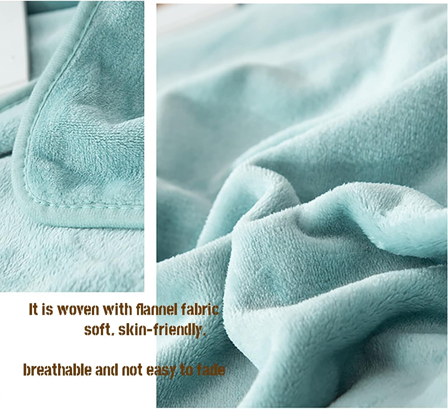 Winter Flannel Duvet Cover Ultra Soft Thick Quilt Cover 1 Pieces with Zip Bedding Queen Size-Grey 220x240cm(86"x94") (Blue 150x200cm(59"x78"))