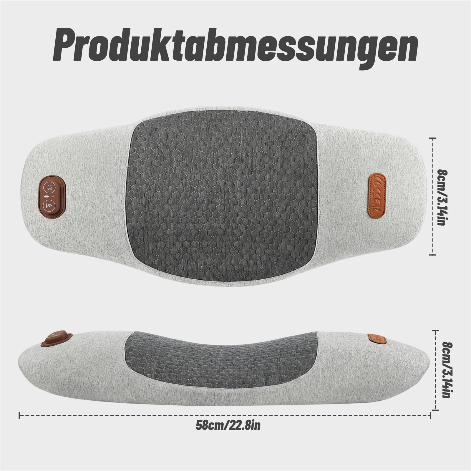 Rückenmassagegerät,Massagekissen Lendenwirbelkissen mit Wärme- und Vibrationsmassage,5-Sekunden-Memory-Schaum,26° Lendenstütze,Ergonomisches Rückenkissen für Bürostuhl, Auto, Bett und Sofa,Spacegrau