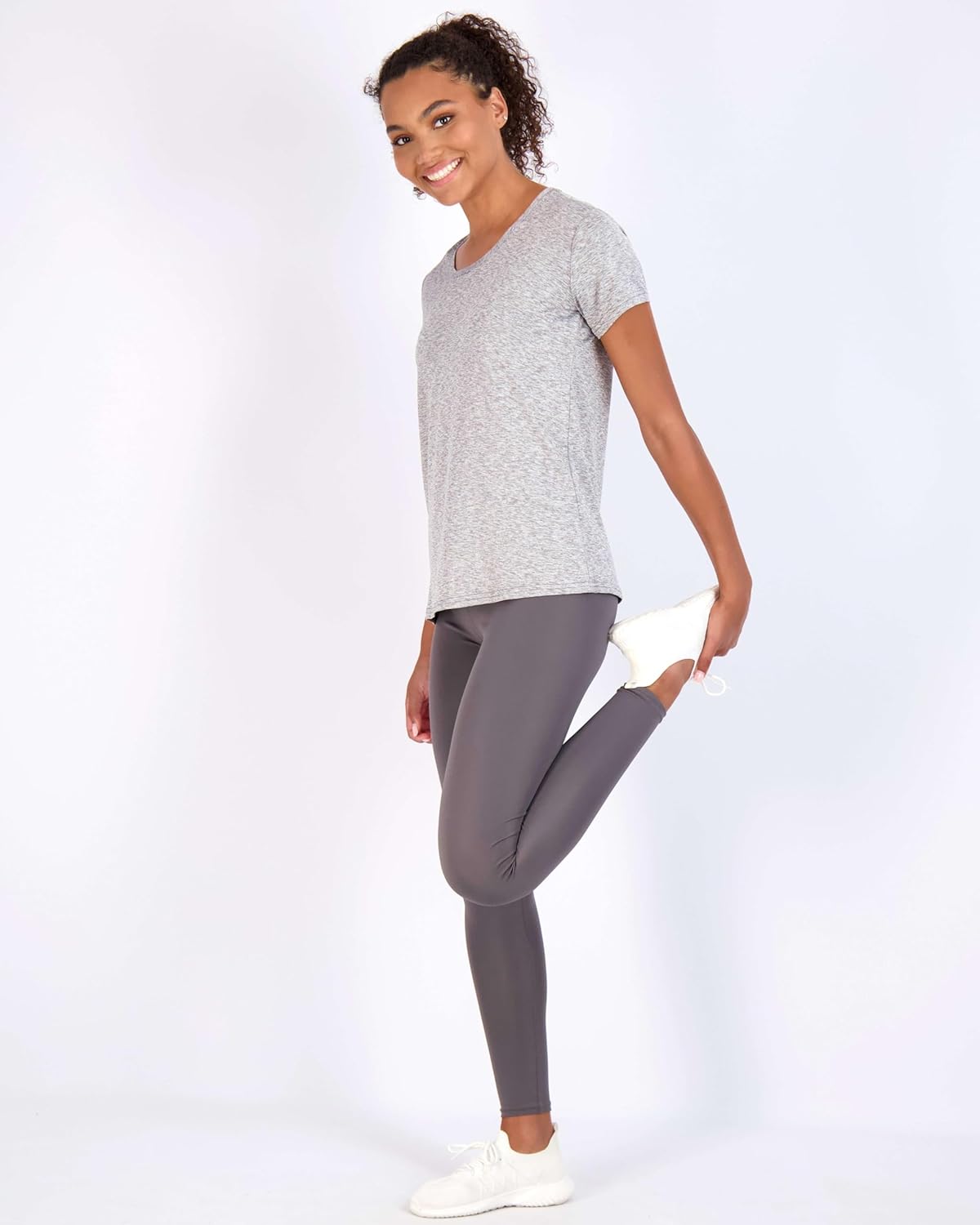 Real Essentials 5 Pack: Women's Short Sleeve T-Shirts Workout Tops Fitness Pilates Gym Activewear Athletic (Plus Available) - Image 7