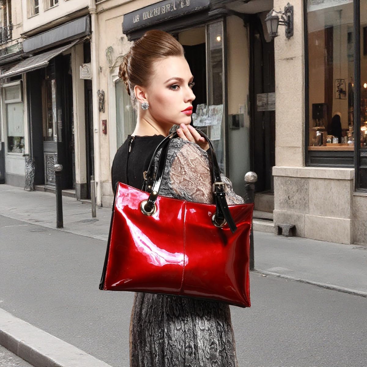 Genuine Leather Purses and Handbag for Women, Leather Capacity Work Tote Bag with Zipper, Designer Shoulder Bag for Commuting - Image 2