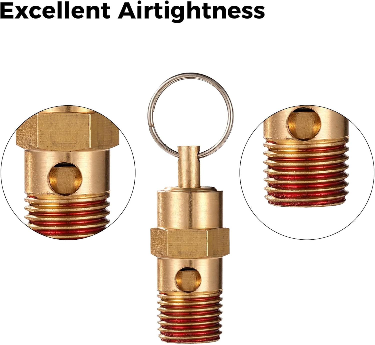 4pcs 1/4" NPT 175 PSI Air Compressor Pressure Relief Valves, Brass NPT Threaded Safety Release Valve Tank Pop Off Airs Compressor Part for Water Discharge