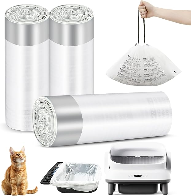 45 Count Litter Box Liners for Happypaw XXXL Self Cleaning Litter box GEN 5 Plus Waste Bags, Leak Proof Replacement Jumbo Cat Litter Box Liners, Extra Thick Cat Litter Bags, Durable Waterproof