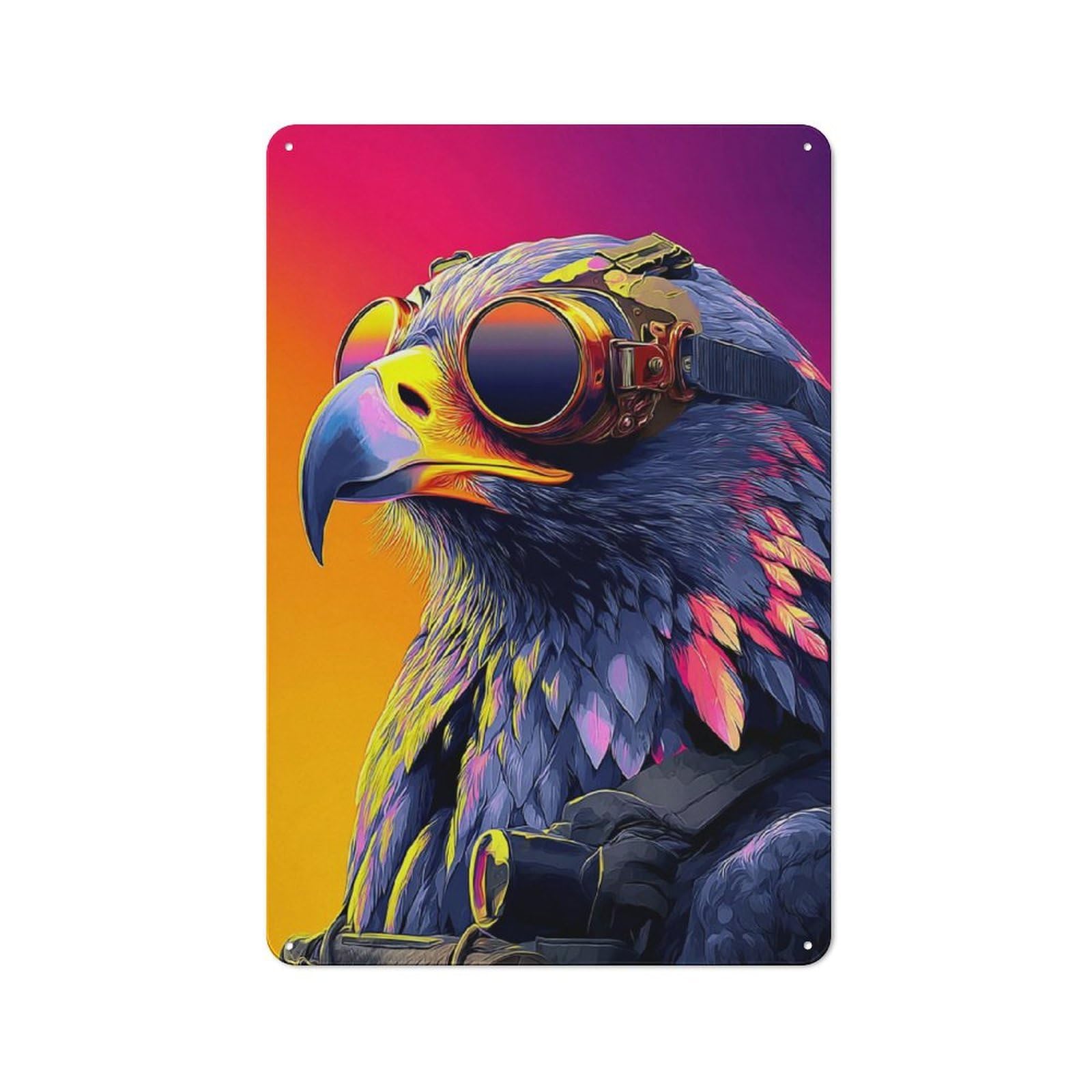 Junmoney Steampunk Eagle Portrait-2 Retro Tin Wall Plaque 30X20cm Featuring For Garage Wall, New Home Wall Decor For People Furnishing A Garage