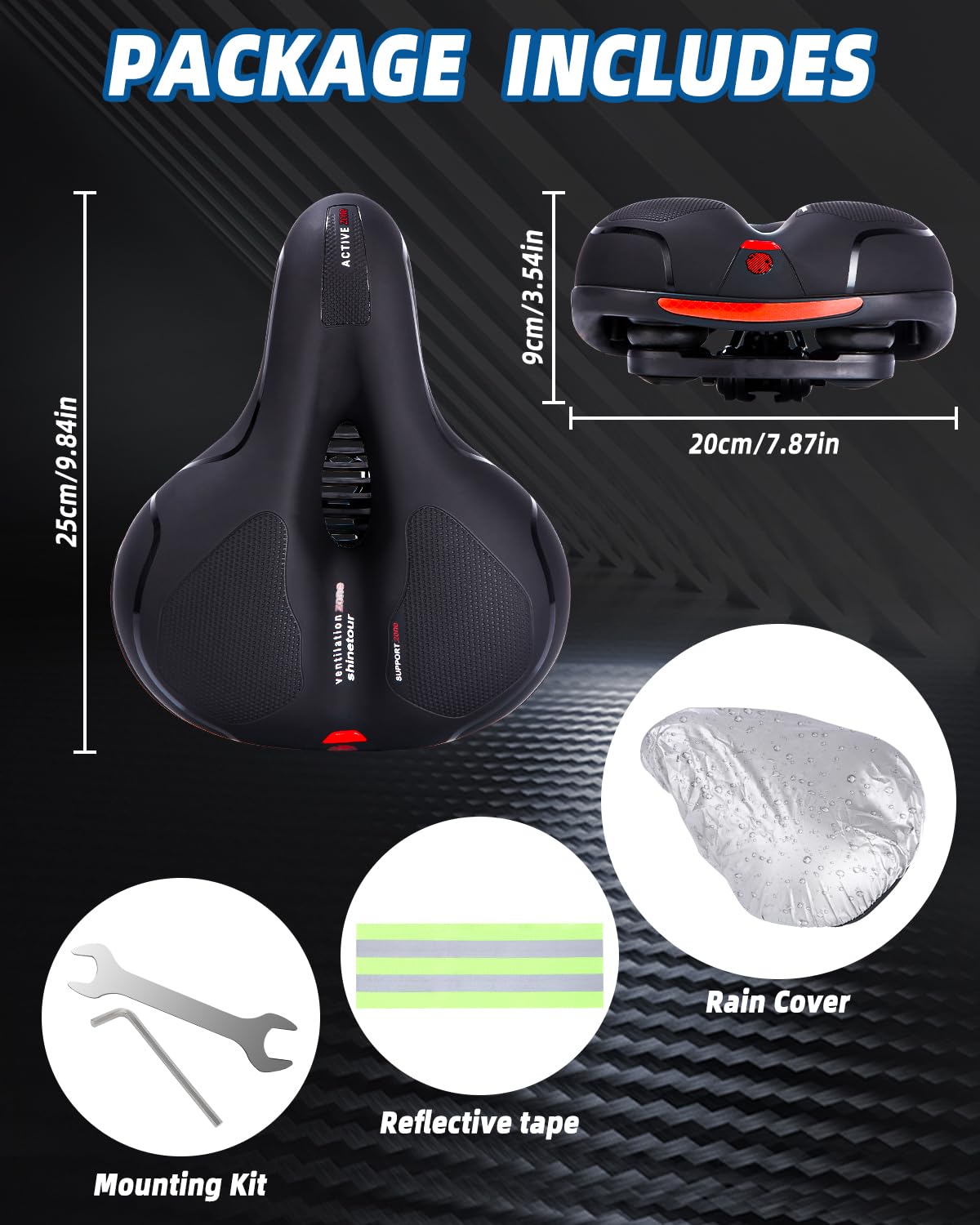 Sella per Bicicletta Comoda, Sella da Bicicletta in Gel, Sella Bici in Memory Foam Morbido Ampia, MTB/Bicicletta/Cuscino da Sella Pieghevole, Adatto a Donne e Uomini,Accessori Bike