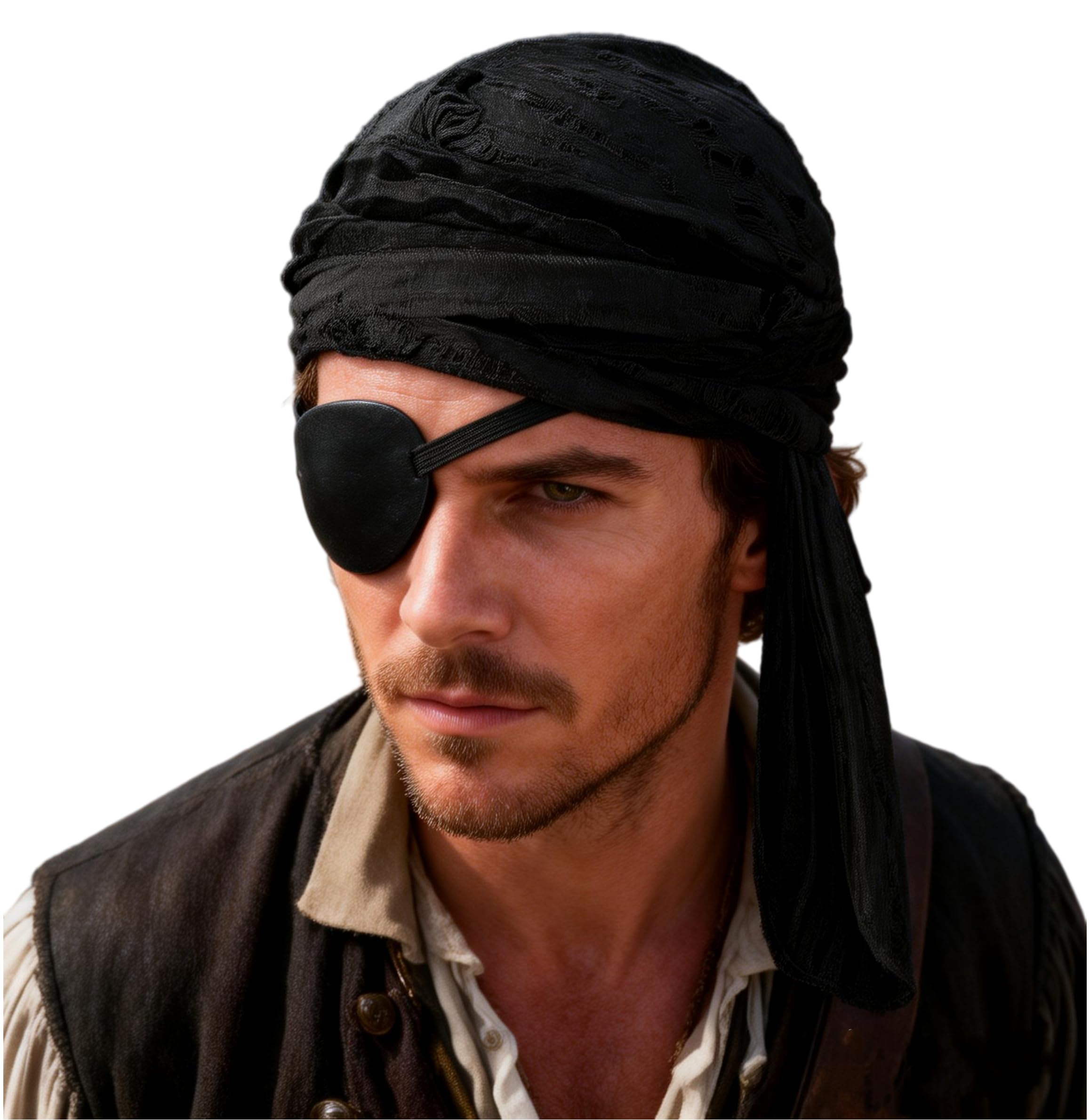 XGOPTS Pirate Headscarf and Eye Patche for Women Men Role Play Halloween Costume Accessories Cosplay Party Kit