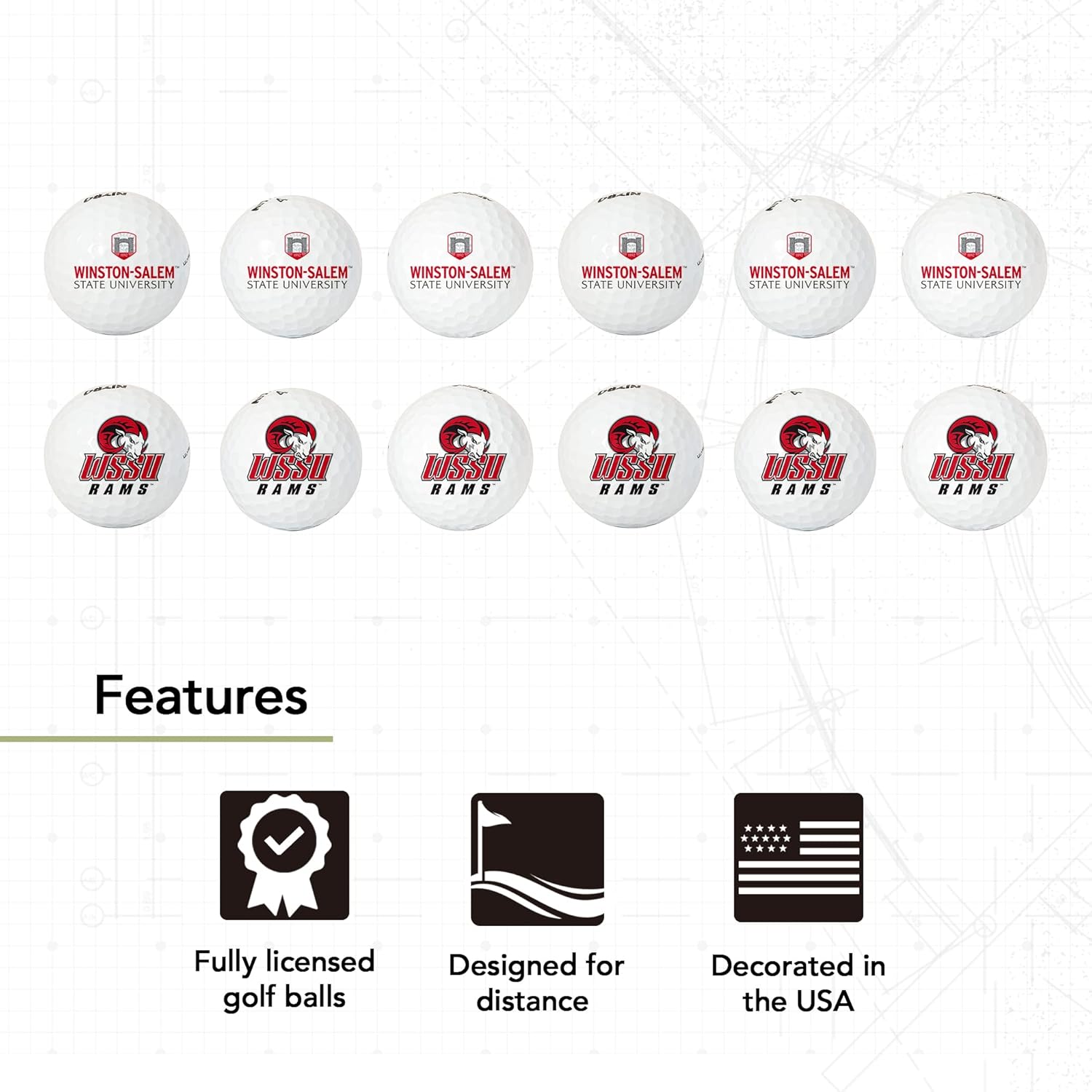 Desert Cactus Winston Salem State University Golf Balls 12 Pack – WSSU Rams Full Color Dozen – Officially Licensed Sport Team Accessory