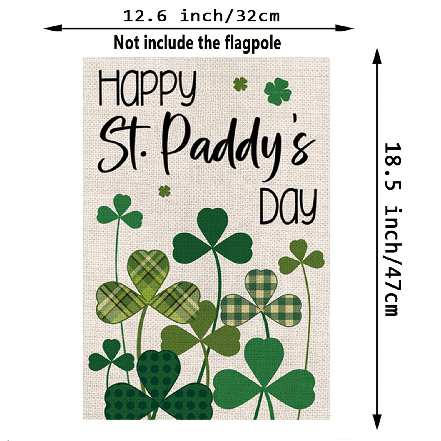 聖パトリックデー ガーデンフラッグ シャムロック クローバー 縦型 両面 バッファロー チェック柄 ホリデー アウトドア 庭 装飾