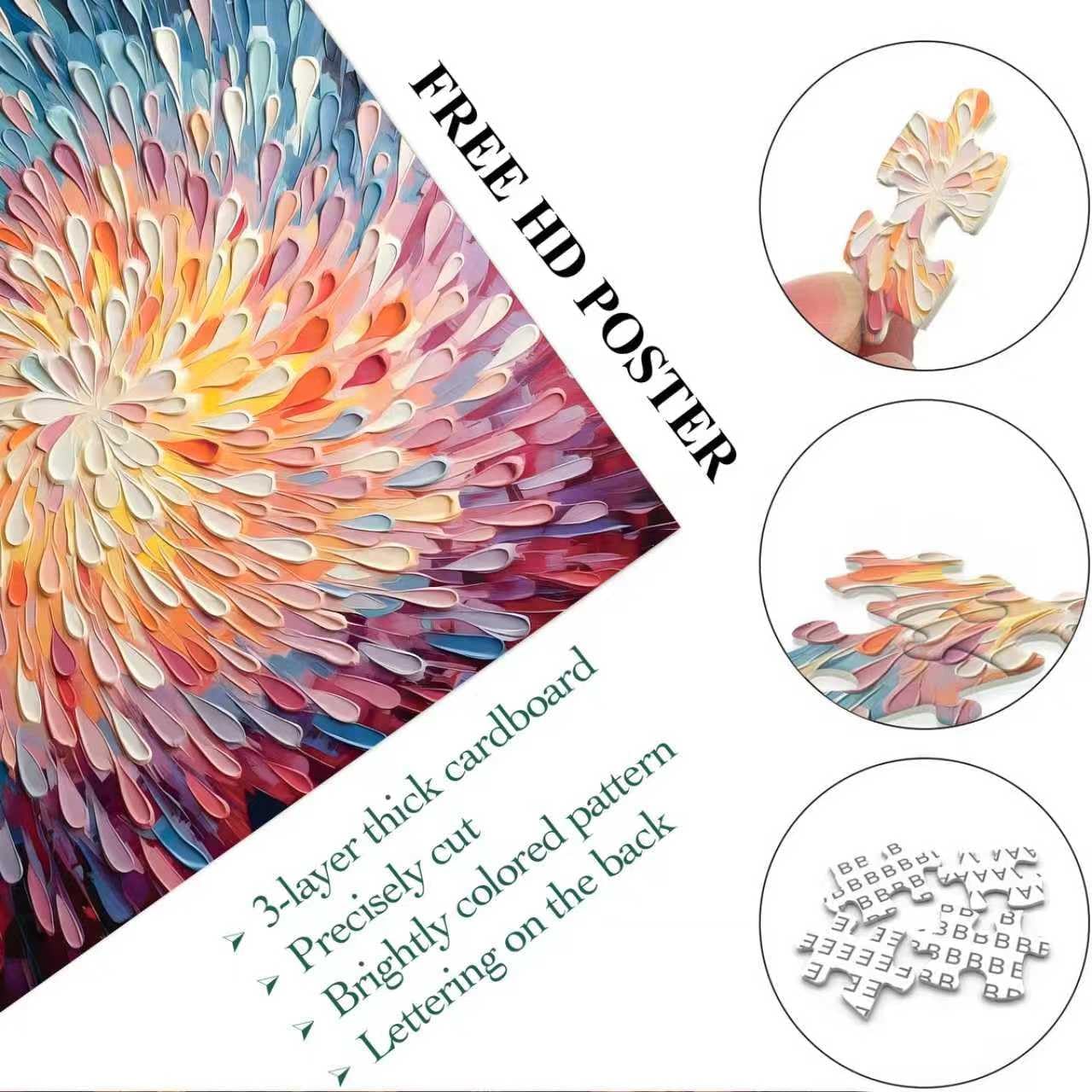 Jigsaw Puzzle for Adults 1000 Pieces – Challenging Abstract Gradient Swirl – Vibrant Impasto Art – Hard, Difficult & Impossible Puzzle for Stress Relief & Home Wall Decor