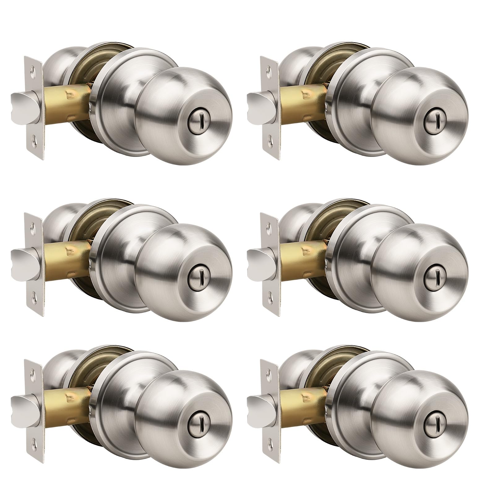Privacy Door Knobs - 2 Pack Satin Nickel -17 Privacy Door Knobs - 2 Pack Satin Nickel -17