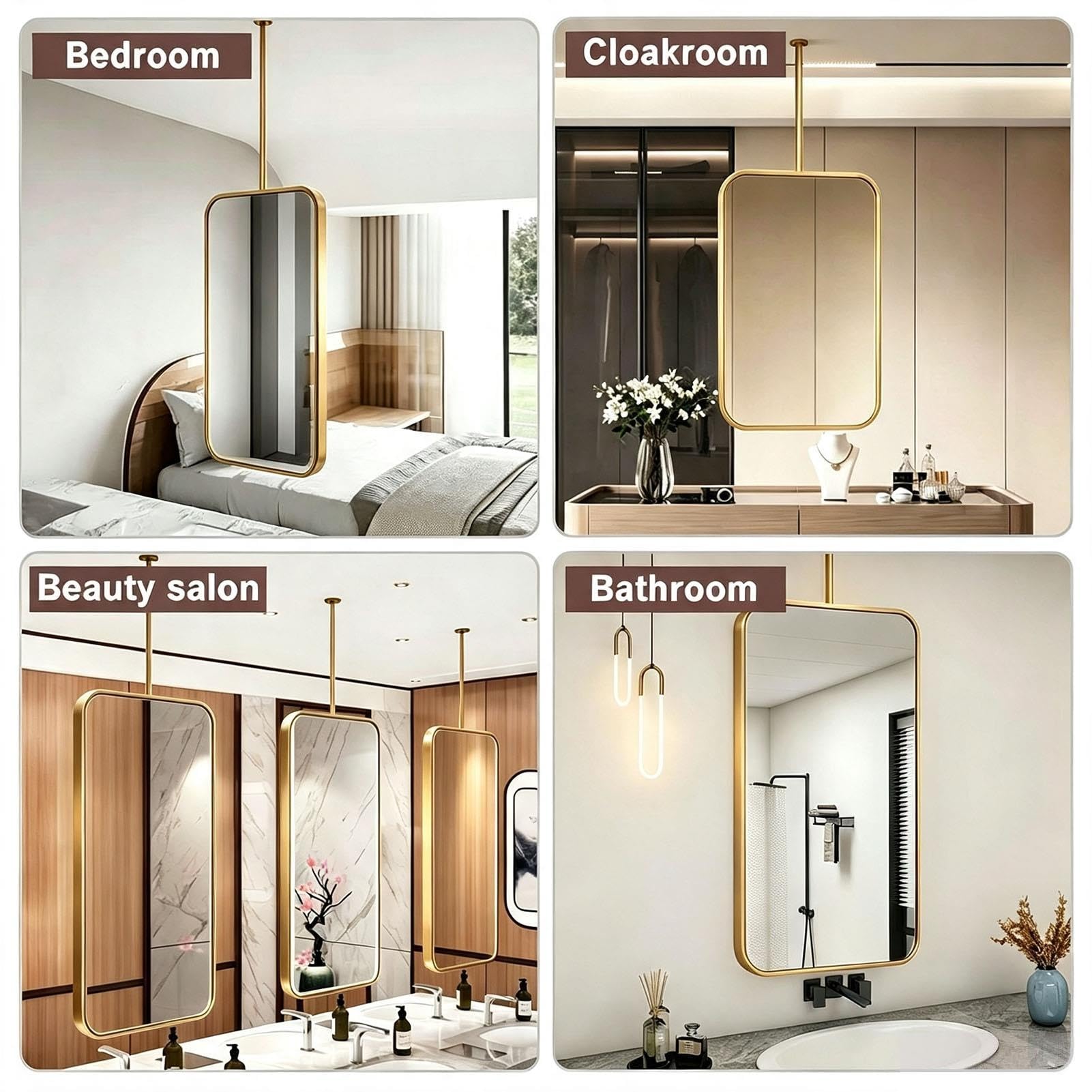 Specchio rettangolare bagno galleggiante corridoio hotel specchio dorato
