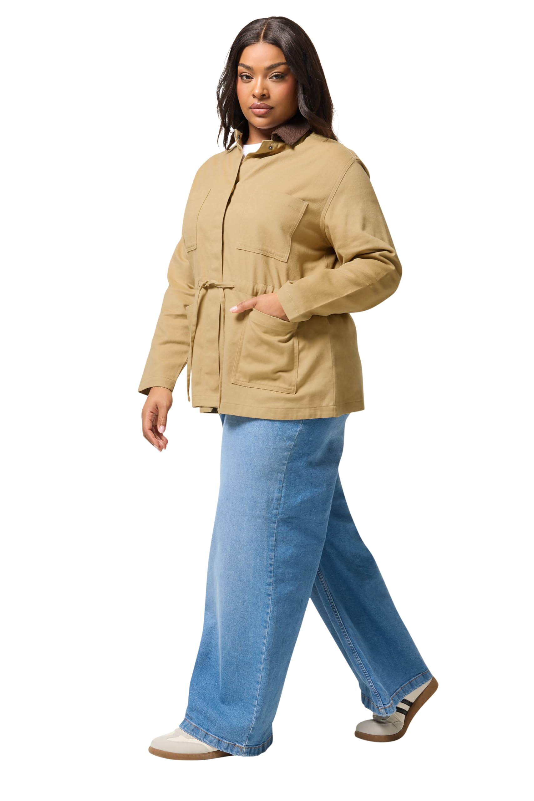 Yours Women's Stone Woven Carpenter Jacket In | : Size 16