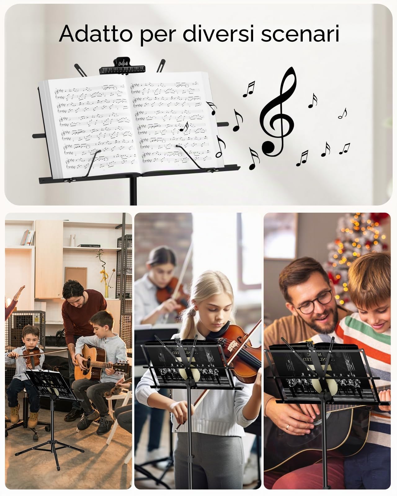 K KASONIC Leggio, Kasonic 2 in 1 Leggio per spartiti pieghevole a doppio uso e supporto per libri da tavolo, portatile e leggero con supporto per clip per spartiti