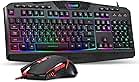 Redragon S101 Wired Gaming Keyboard and Mouse Combo RGB Backlit Gaming Keyboard with Multimedia Keys Wrist Rest and Red Backlit Gaming Mouse 3200 DPI for Windows PC Gamers (Black)