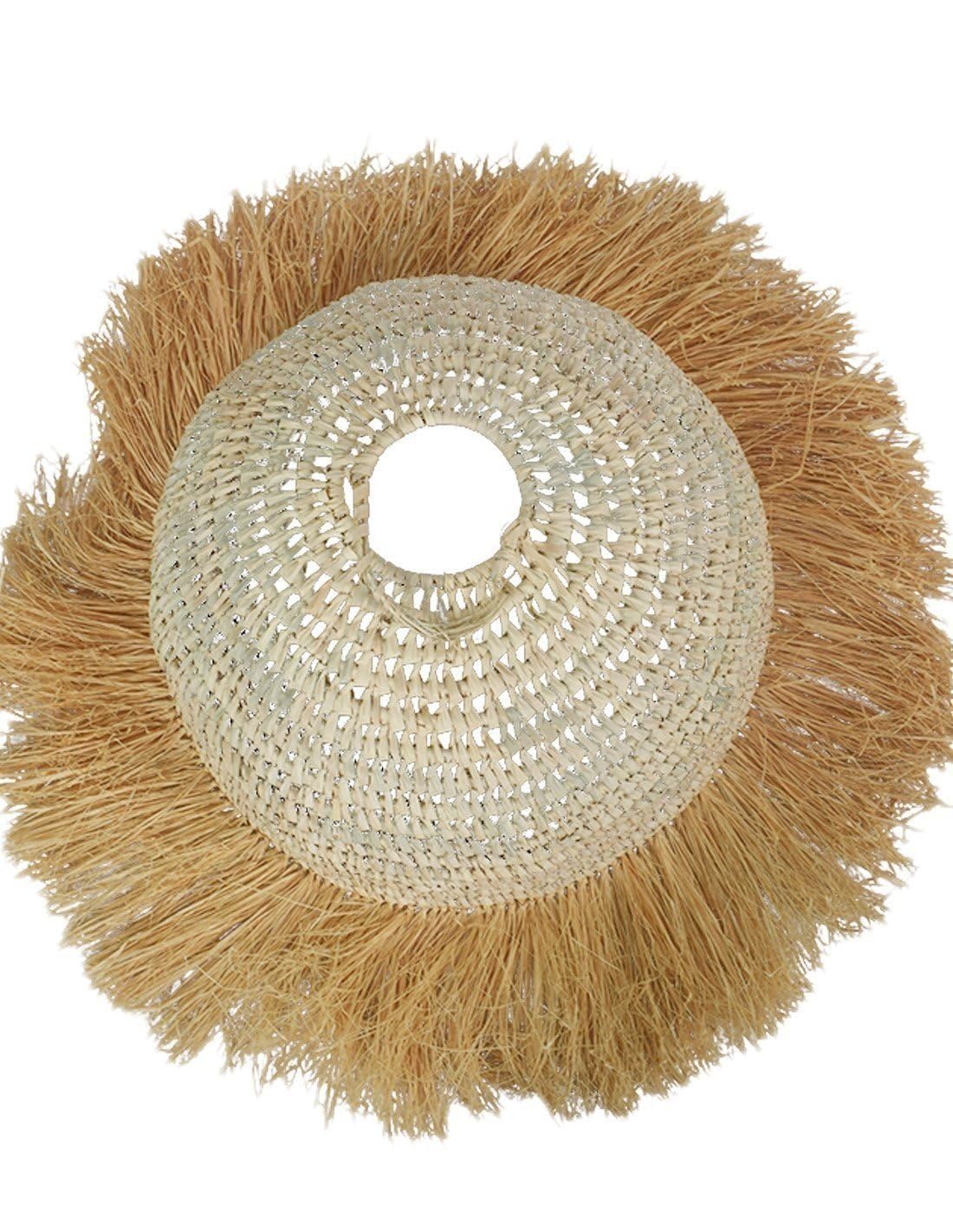 JARDIN202 - Lámpara de Techo de Rafia Maldiva – Pantalla Decorativa Natural 57x30cm | (Grande)