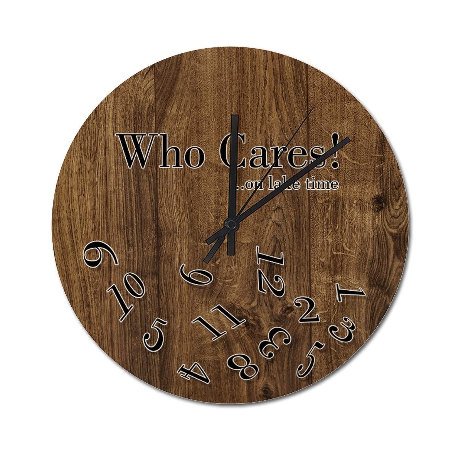 Horloge murale en bois craquelé style chalet vintage de 38 cm au mécanisme sans tic-tac