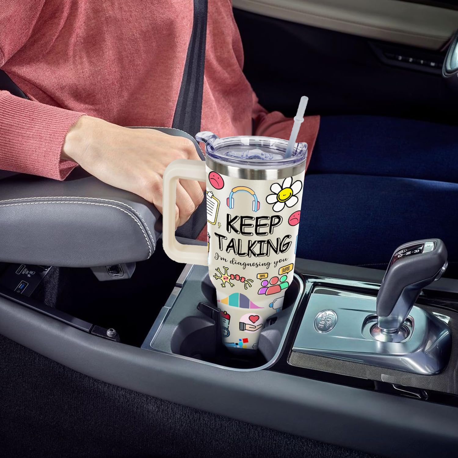 School Psychologist Gifts Teacher Gifts School Psychologist Insulated Tumbler Cup Teachers Appreciation Gift For Women Men 40 Oz Teacher Travel Mug With Straw And Handle - Image 6