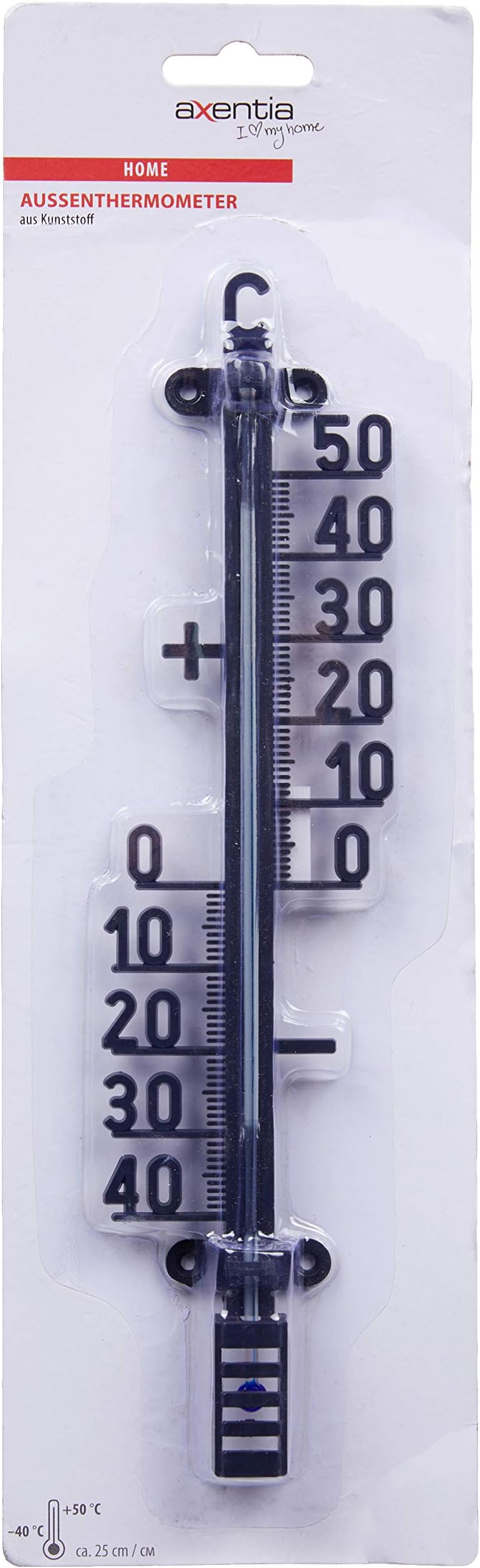 Xclou Outdoor Temperature Gauge for Garden - Decorative Thermometer 25cm in Classic Black