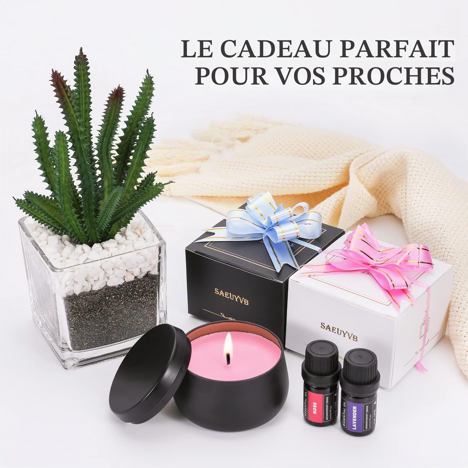 SAEUYVB Kit de fabrication de bougies pour adultes avec plaque chauffante, fournitures de fabrication de bougies de soja – Parfait comme décoration d'intérieur (noir)