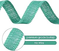 Vista 3 de HUIHUANG Cinta de arpillera turquesa de 1 pulgada x 20 yardas, cinta de arpillera de yute natural para envolver regalos, cintas de arpillera gruesas