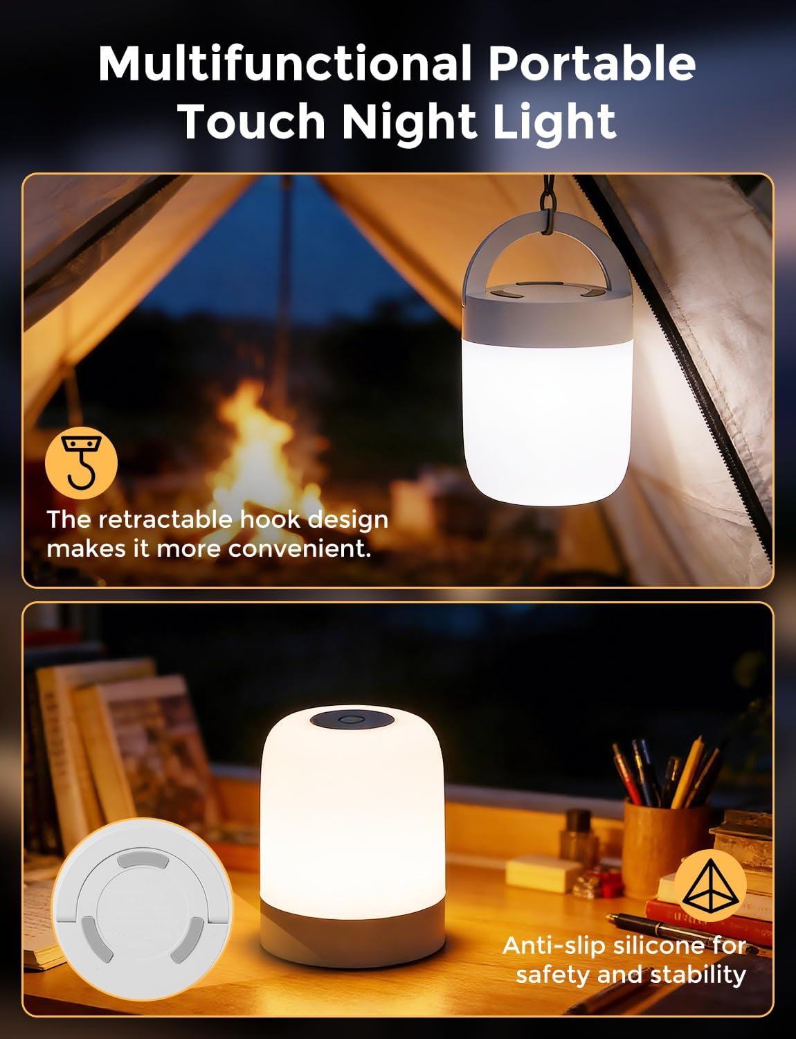 [3600mAh] Portable Dimmable Touch Night Light, 3 Colors Egg Light for baby Nursery, Rechargeable battery powered Lights for Kids Toddler room, Small Cordless Table Bedside Lamp for breastfeeding, soft