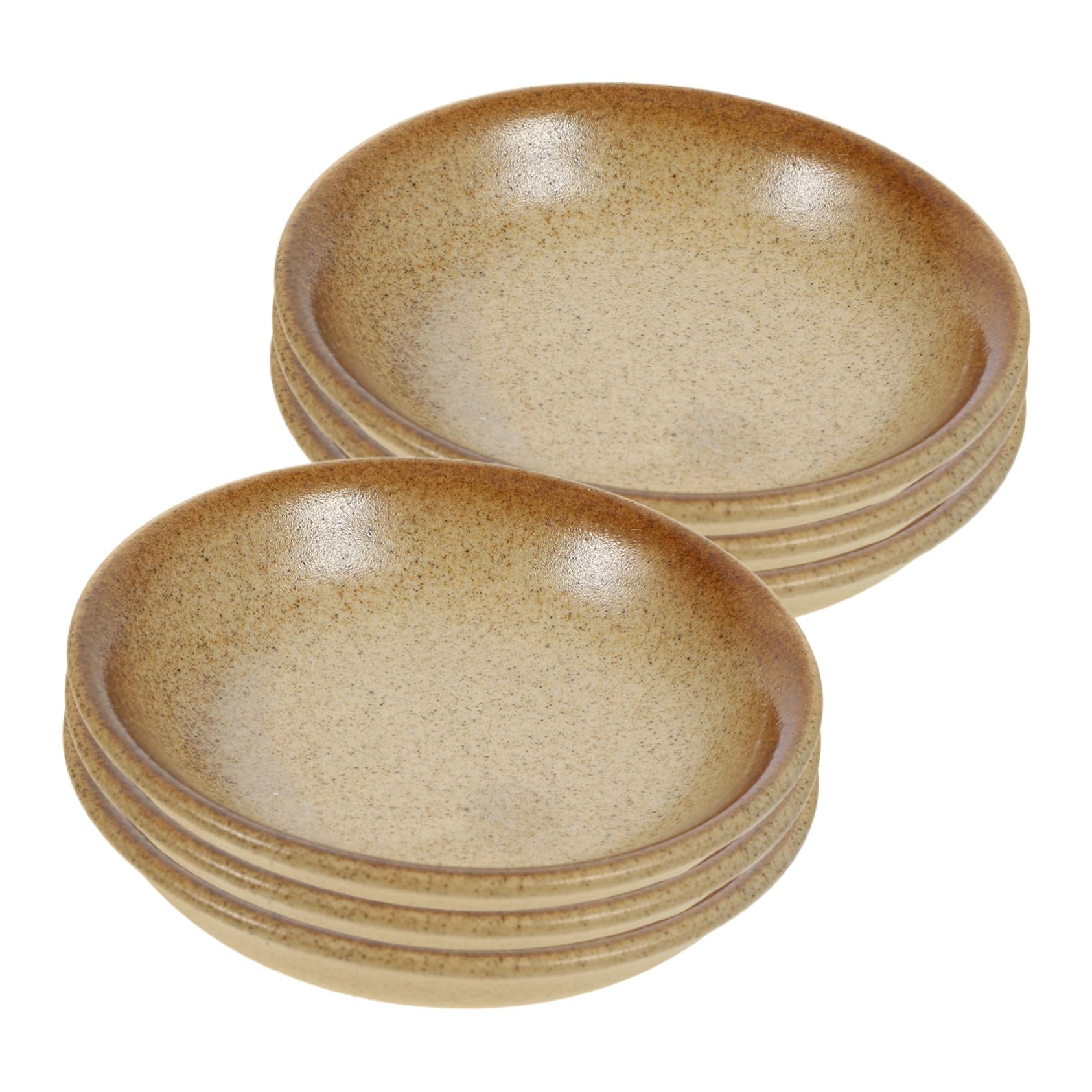 6 Keramik Dipschalen Beige, Stapelbare Kleine Saucenschalen für Sushi