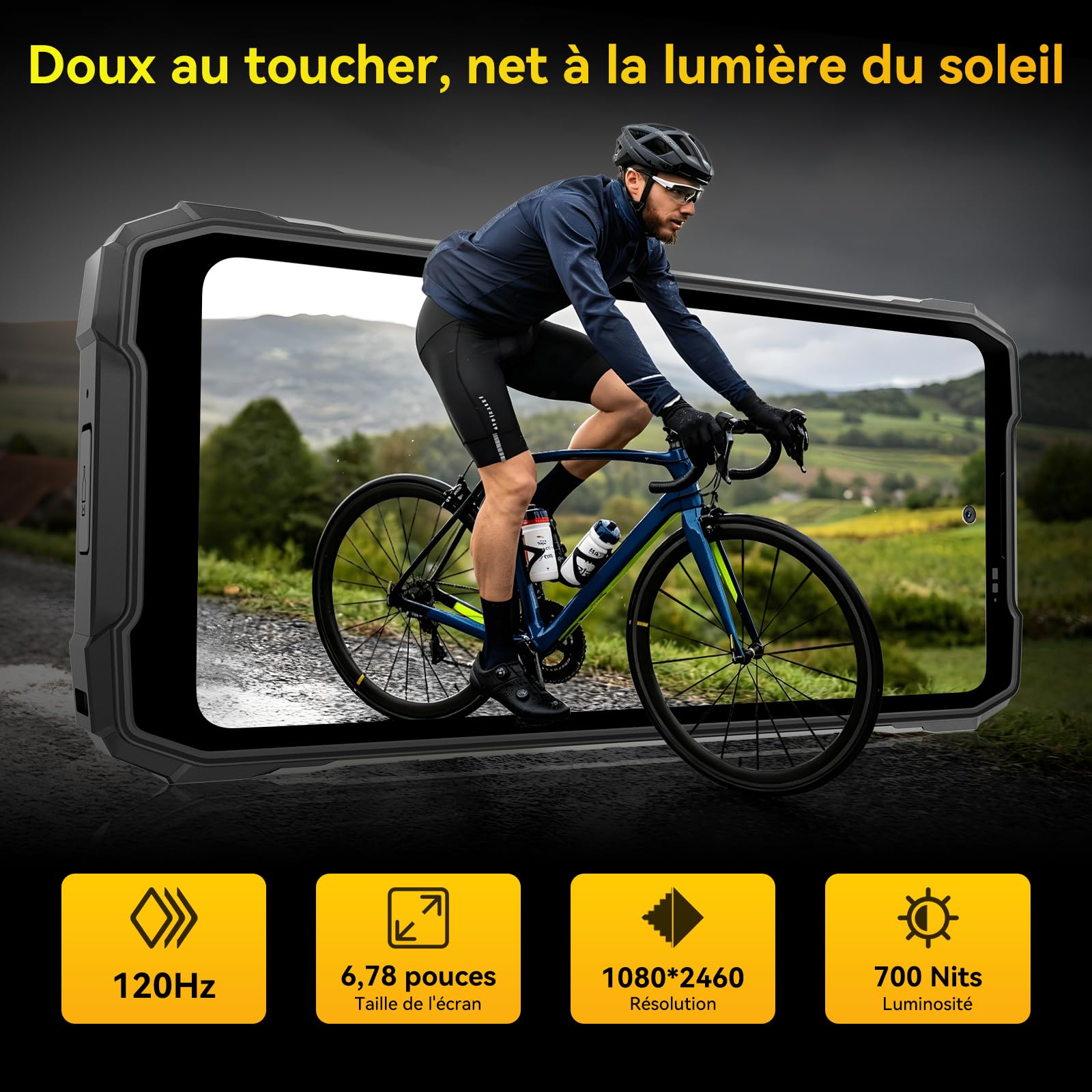 Blackview ROCK 5 Téléphone Incassable 2026, 24Go+256Go/2To Android 16 Smartphone Incassable, 20000mAh Business Telephone, 108MP +50MP +20MP Vision Nocturne, 6.78" FHD+ Display 120Hz IP69K, NFC/OTG/GPS