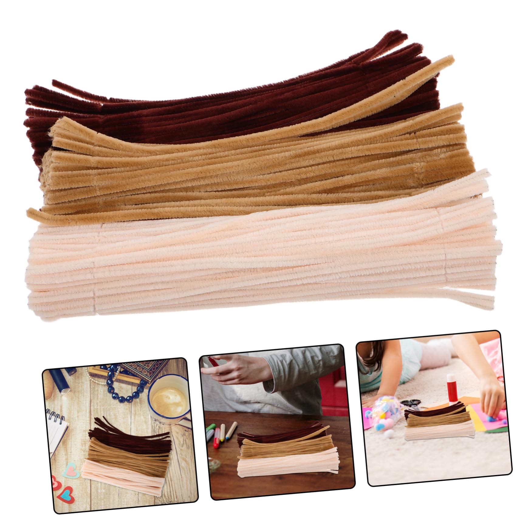 HAPINARY Encrypted Non-Shedding Fluffy Pipe Cleaners 300pcs Thick Stems for Boys and Chalk Craft Sticks Art Projects Supplies DIY Decorations