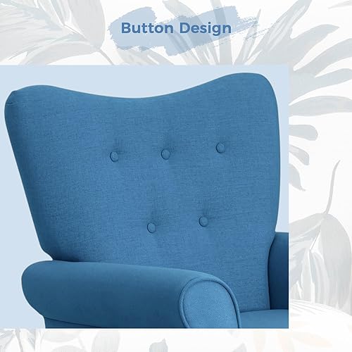 Miniatura 78 de Mellcom - Sillón moderno, sillón con respaldo alto,Sofá individual tapizado con tela y con patas de madera para sala de estar, dormitorio,Club Rosa