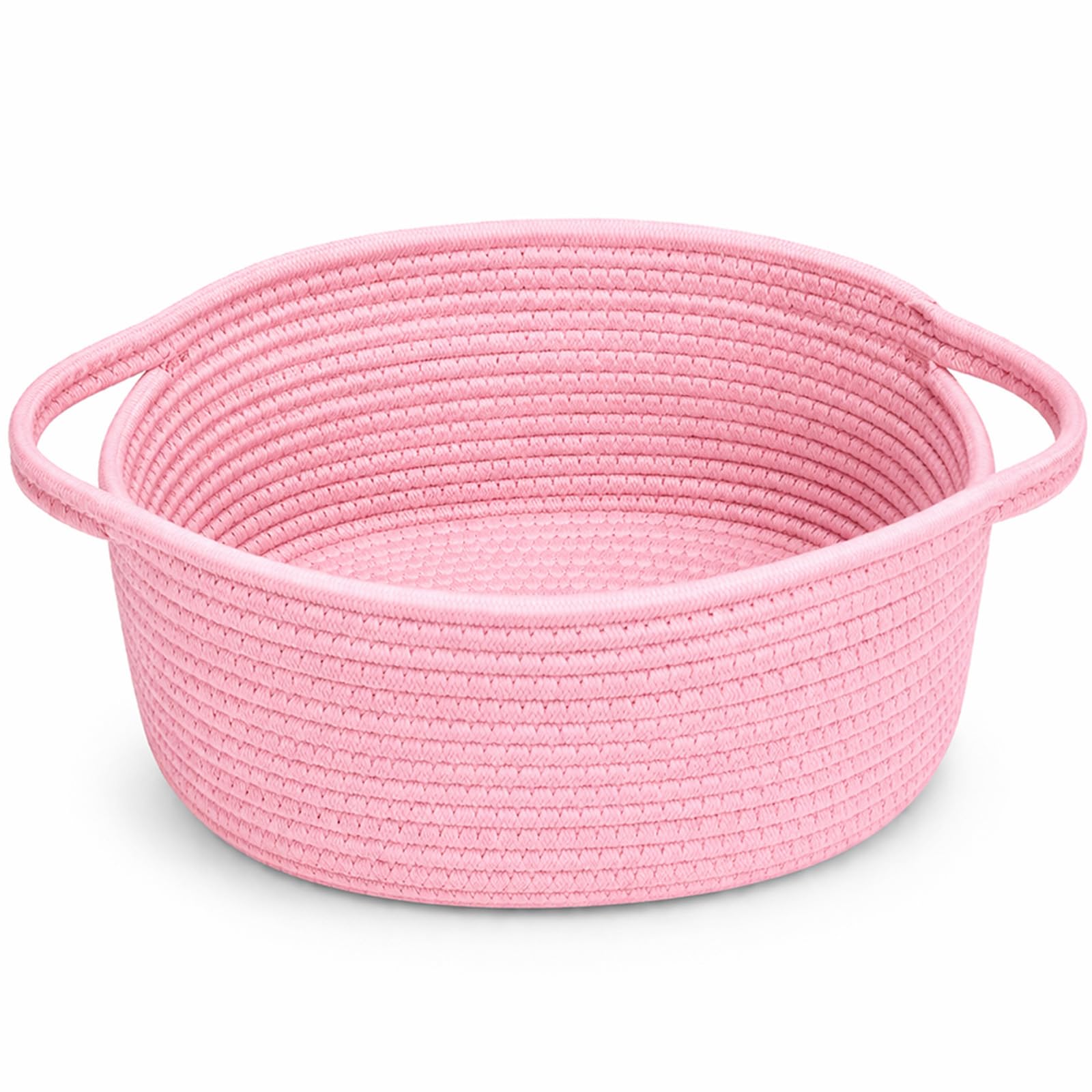 Woven Basket, Basket for Gifts, Pink Gift Baskets Empty with Handle, Small Baskets for Home Storage, Woven Storage Baskets for Dog Cat Toy Towel Easter Egg (Pink)