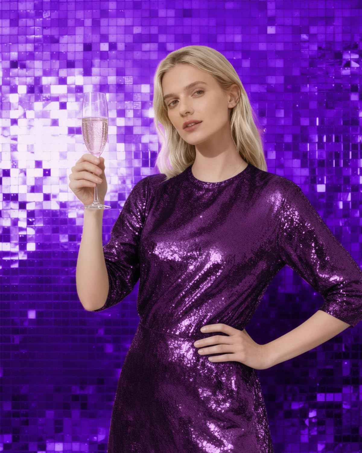 COKAOBE LiteGrid Series Shimmer Wall Backdrop - 24Pcs Purple image 5