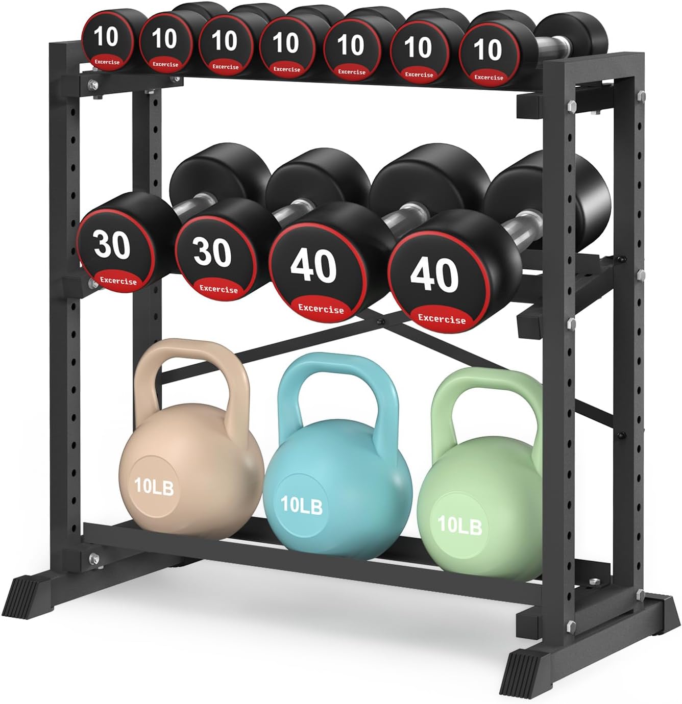 Dumbbell Rack Stand Only, Weight Rack for Home Gym, 3-Tier Adjustable Dumbell Rack, Heavy-Duty Weight Stand for Dumbbells Kettlebells & Weight Plates(Rack Only)