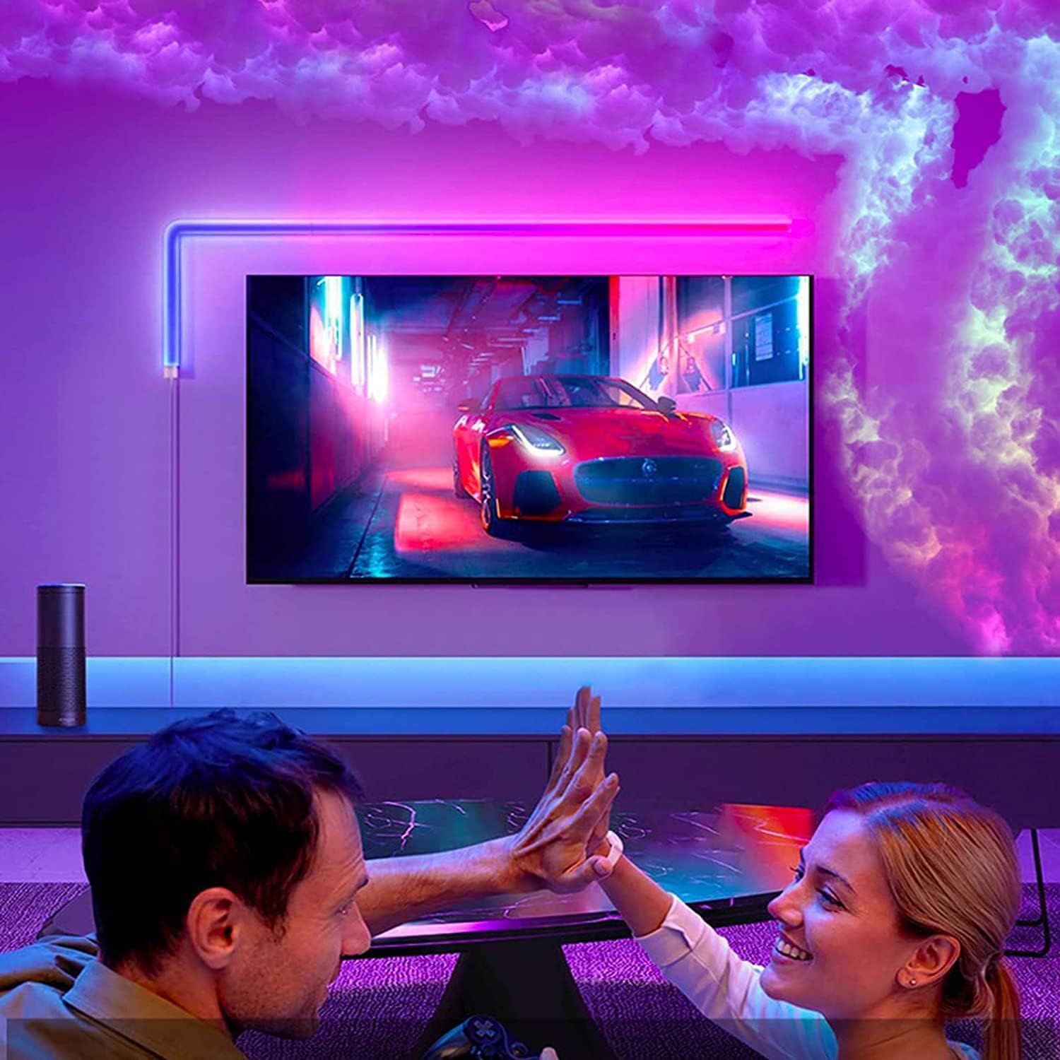 HynJGih Handmade Thundercloud Lamp, Thundercloud 7 Colours Ambient Cloud Lamp, Home LED Strip Light Decoration, 5m